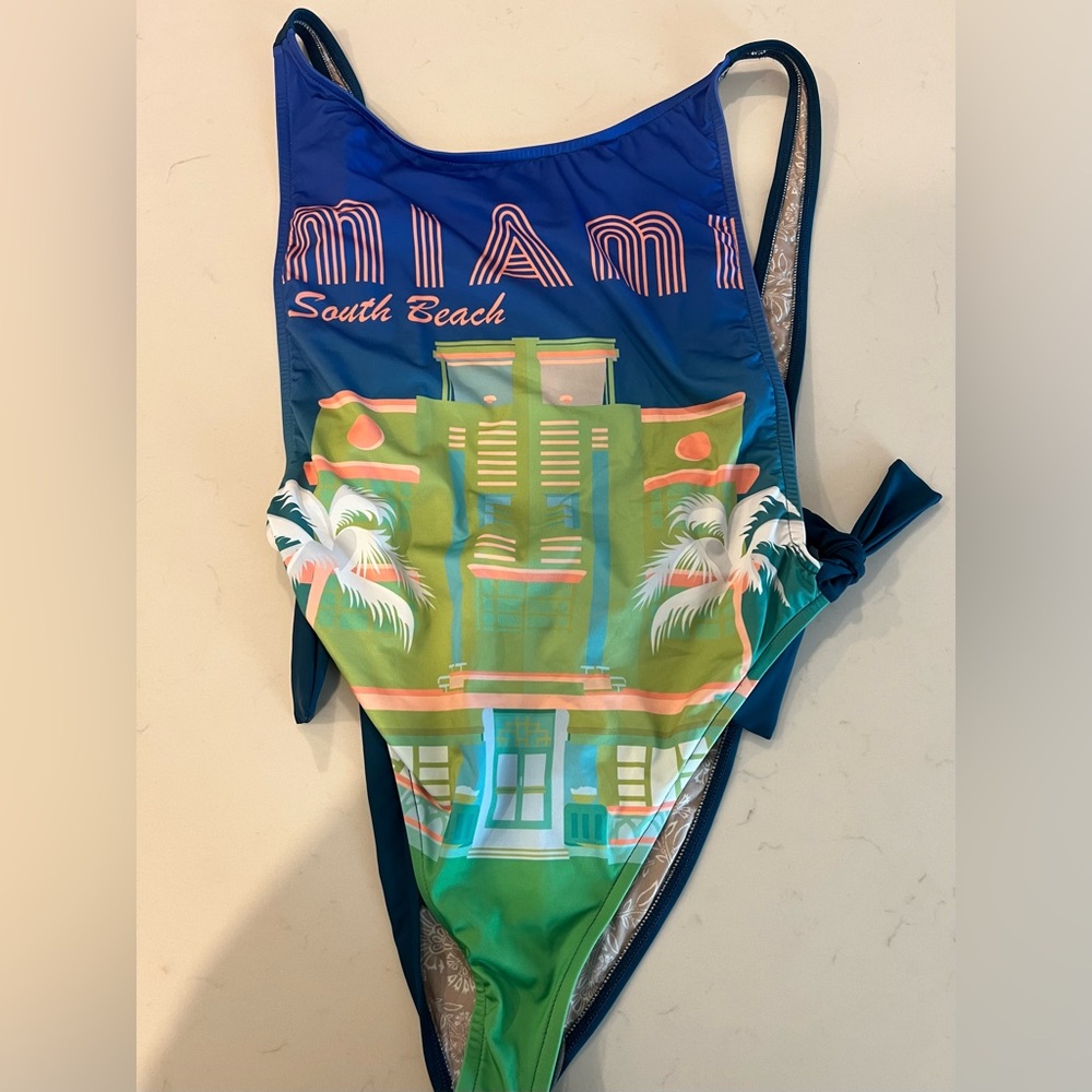 Free people Miami blue one piece swimsuit size Xl - Picture 2 of 5